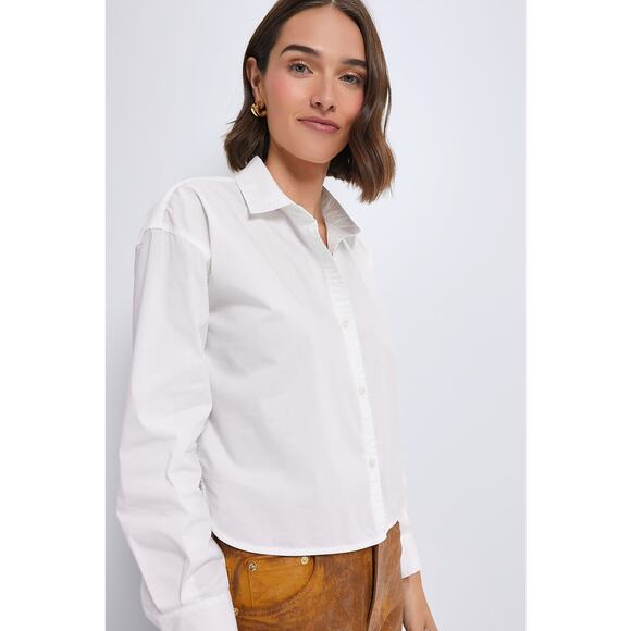 TUCKERNUCK White Cropped Jasper Button Down Size M NWT Retail $128 Tuckernuck - Picture 2 of 6